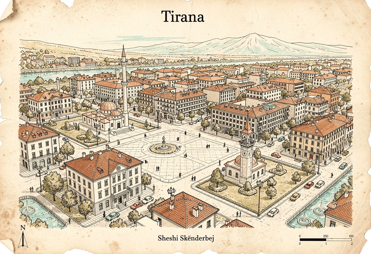 Panoramic photo of Tirana in Albania